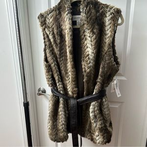 Faux Fur Belted Veat